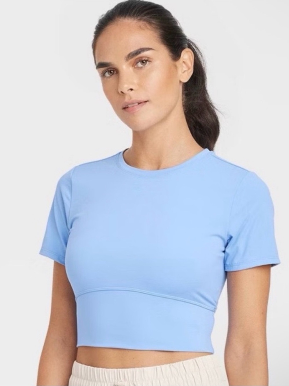 JoyLab Women's Crop Active Tee Blue Size M